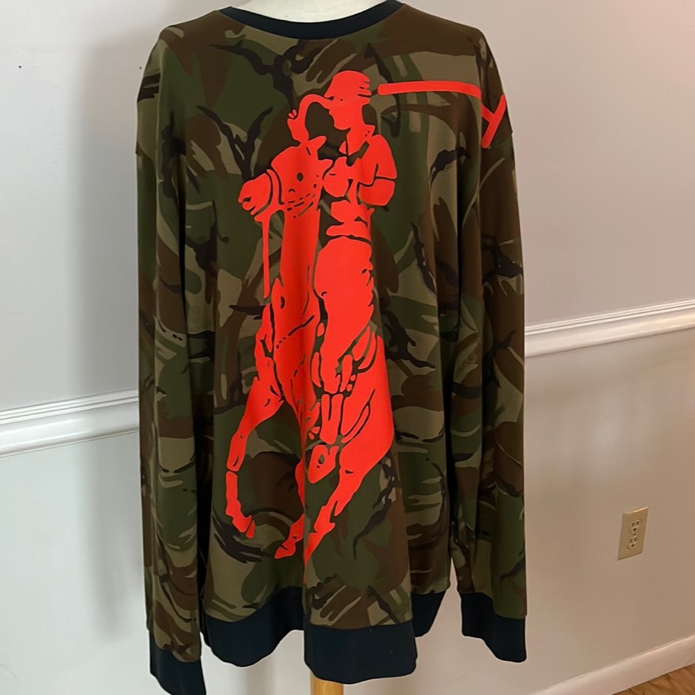Polo Sport by Ralph Lauren Men’s pullover in Camo with Orange logo accent